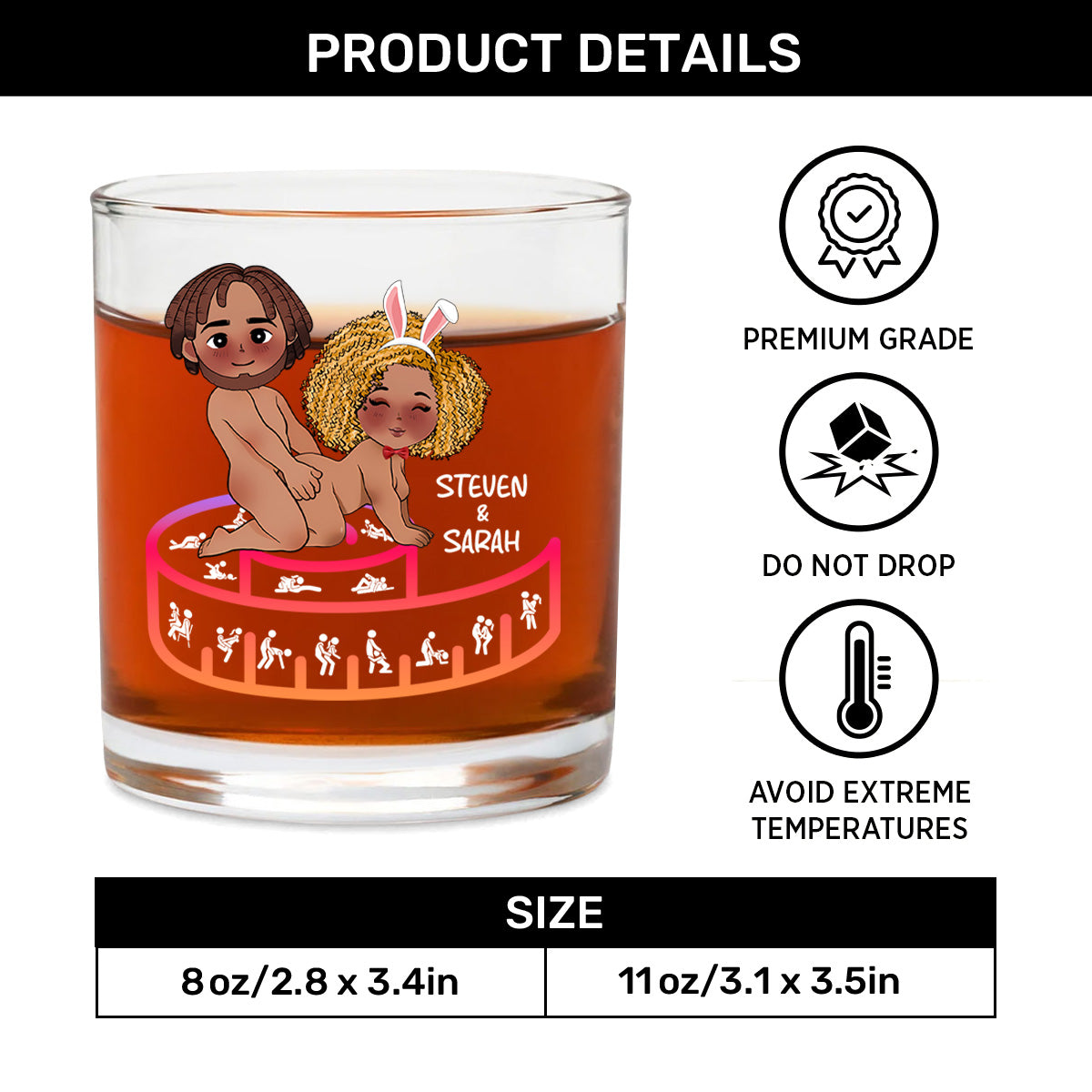 I Love Every Inch Of You - Personalized Round Whiskey Glass