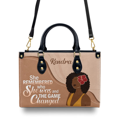 She Remembered Who She Was - Personalized Leather Hand Bag STB103