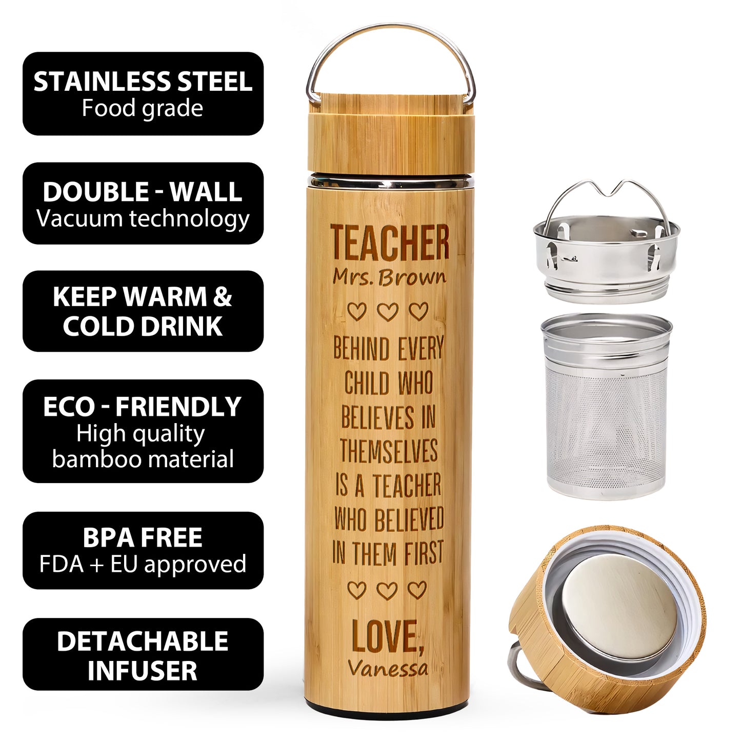 The One Who Believed - Personalized Stainless Bamboo Tumbler