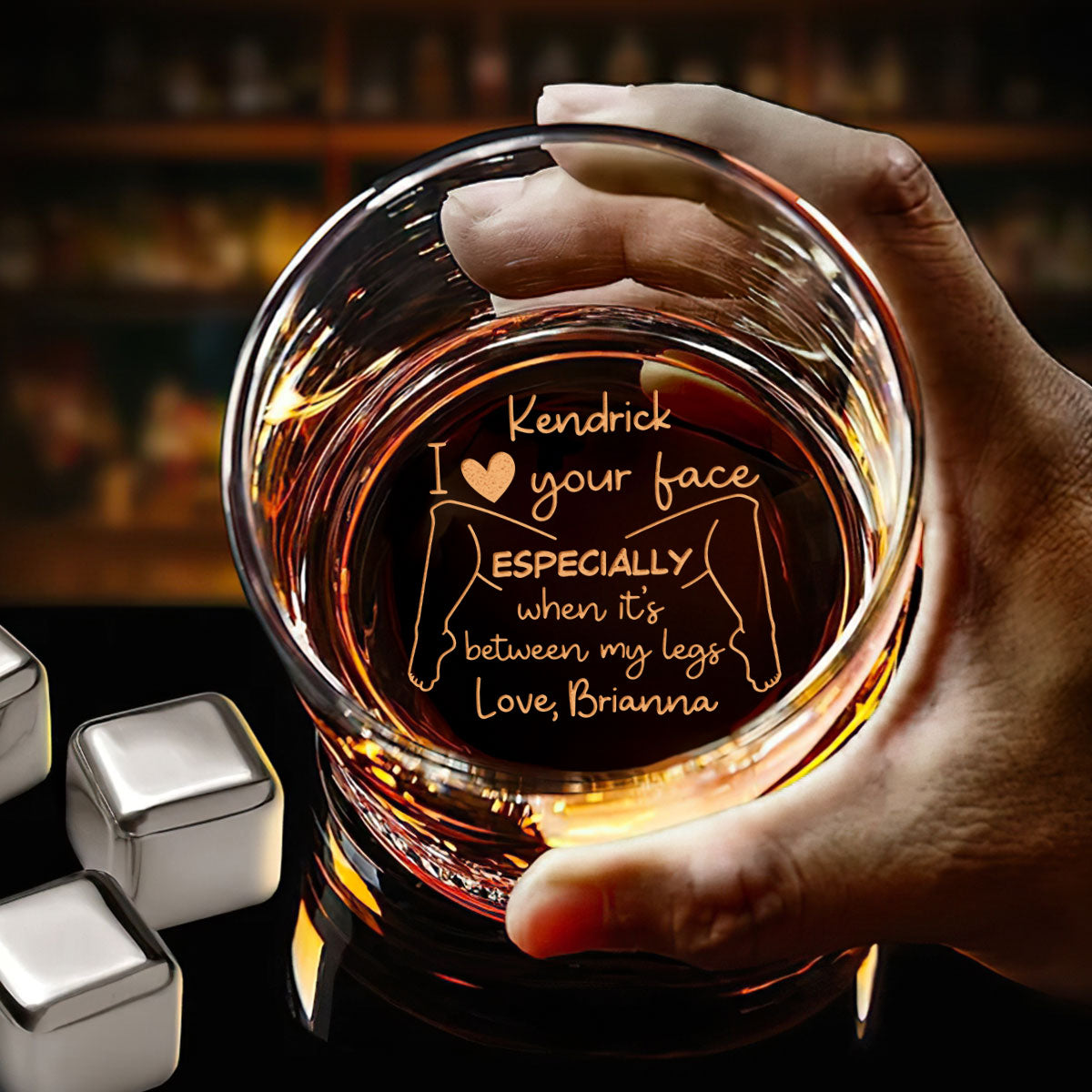 I Love Your Face - Personalized Engraved Whiskey Glass