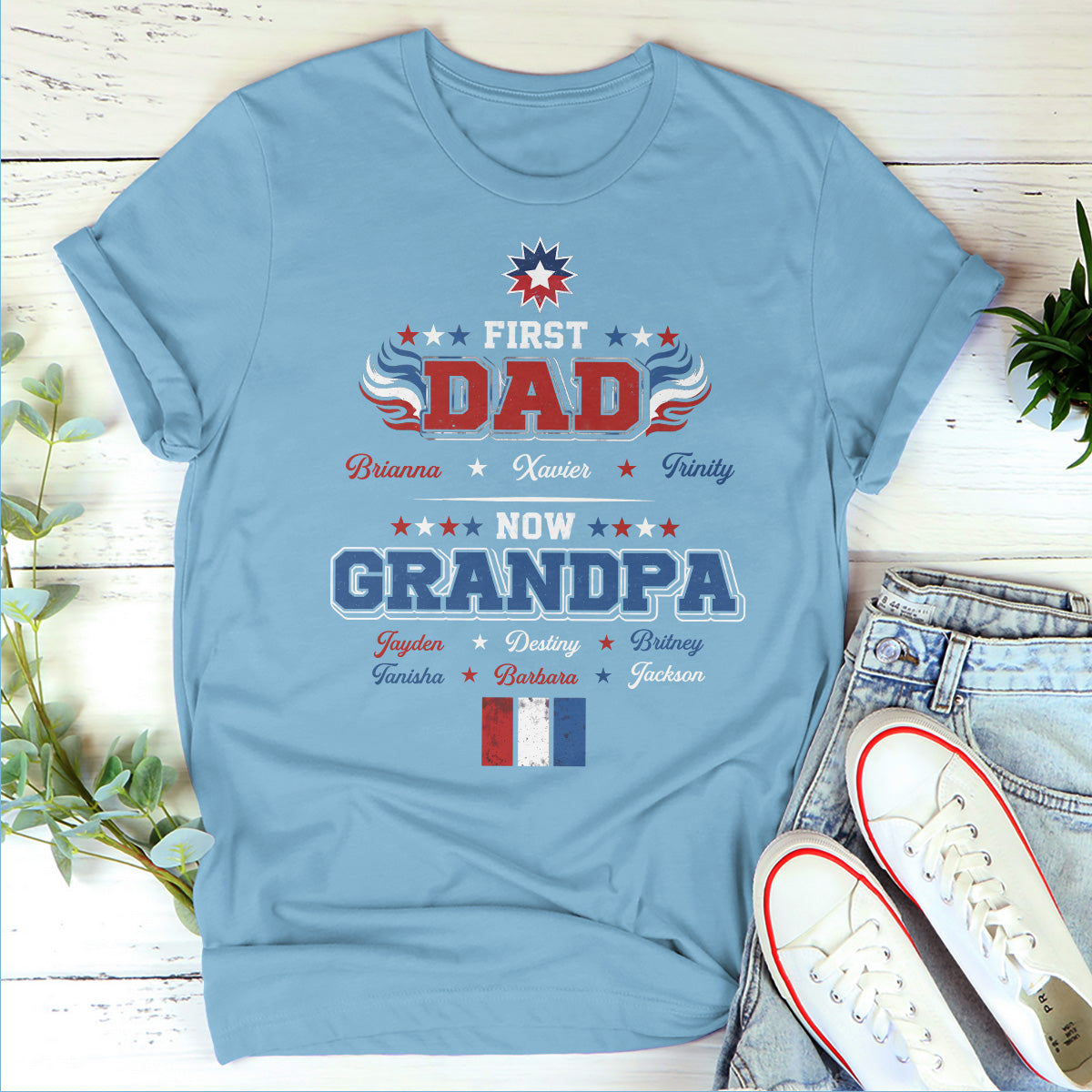 First Dad Now Grandpa Juneteenth Celebration - Personalized 2D Unisex T-shirt