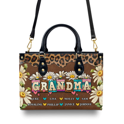 Grandma Daisy - Personalized Leather Handbag SBLHBLHA1486L