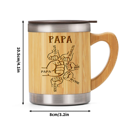 Mommy Daddy Fist Bump - Personalized Stainless Bamboo Mug