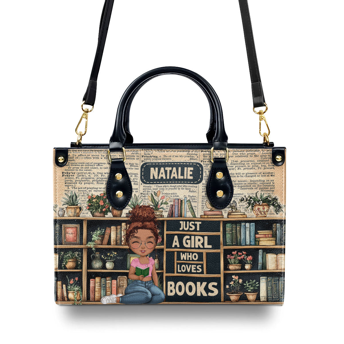 Just A Girl Who Loves Books - Personalized Leather Handbag SBLHBMN1830M