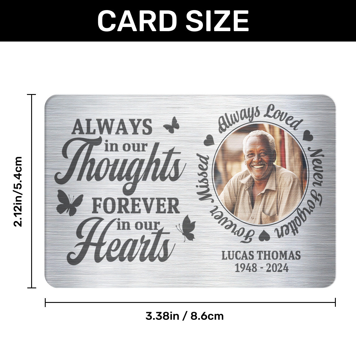 Always In Our Thoughts - Personalized Aluminum Wallet Card