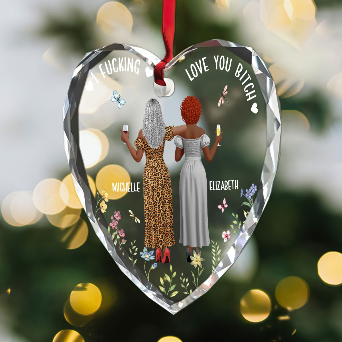 It Takes A Long Time To Grow Old Friends - Personalized Heart Shaped Glass Ornament