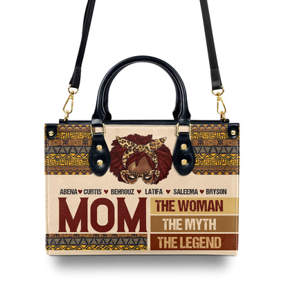 Mom The Woman The Myth The Legend - Personalized Leather Handbag SBLHBLM1931M