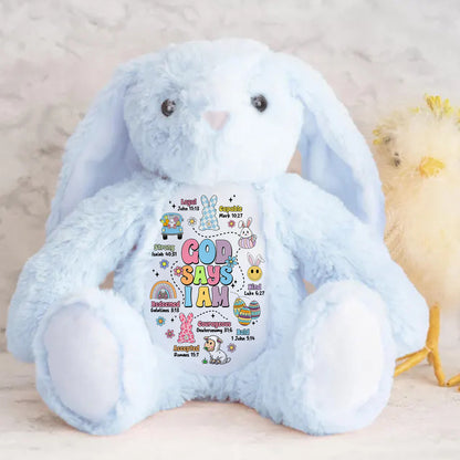 God Says I Am - Personalized Stuffed Bunny