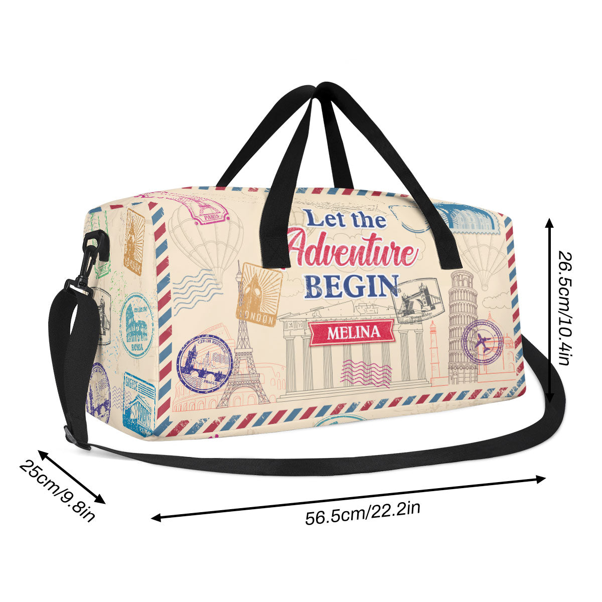 Let The Adventure Begin - Personalized Minimalist Duffle Bag SBMDBHA37