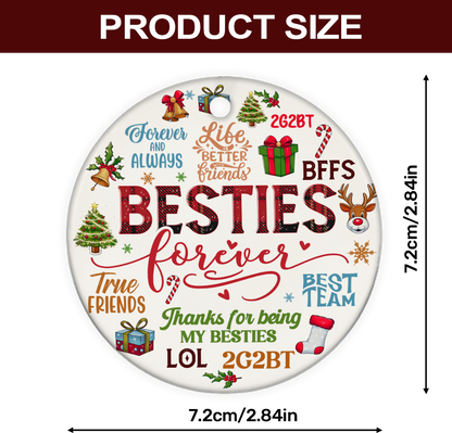 Besties Forever - Personalized Round Shaped Ceramic Ornament