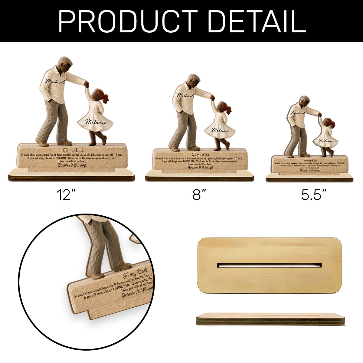 I Will Always Be Your Little Girl Father & Daughter Dancing 2D Flat Printed  - Personalized 2-Layer Wood Plaque With Flat Base