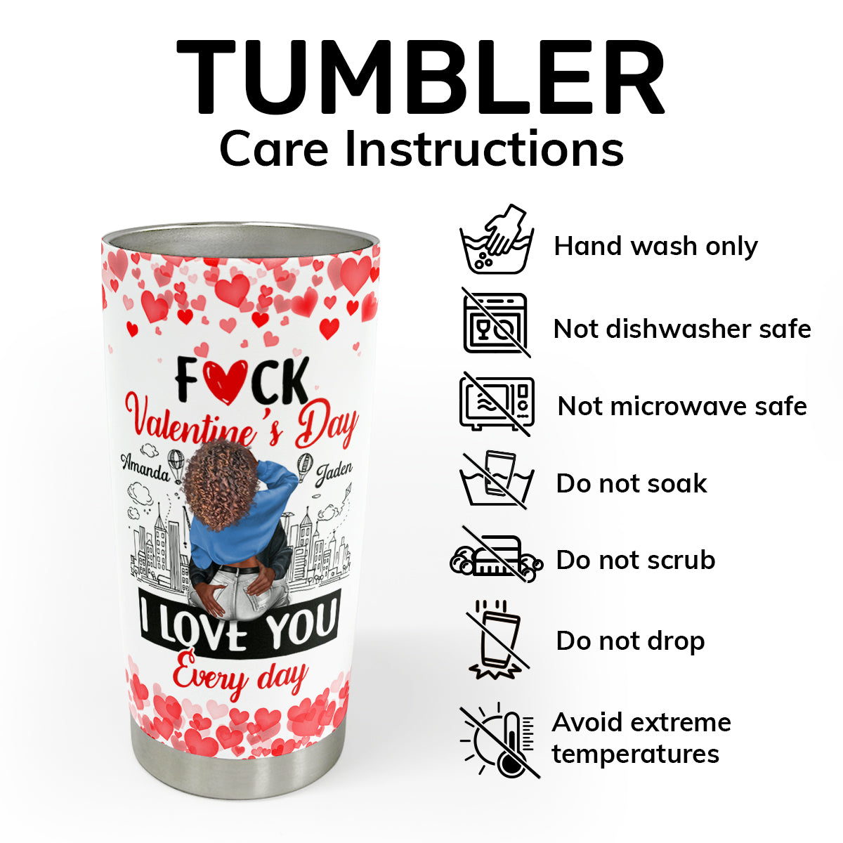 I Love You Every Day - Personalized Stainless Steel Tumbler