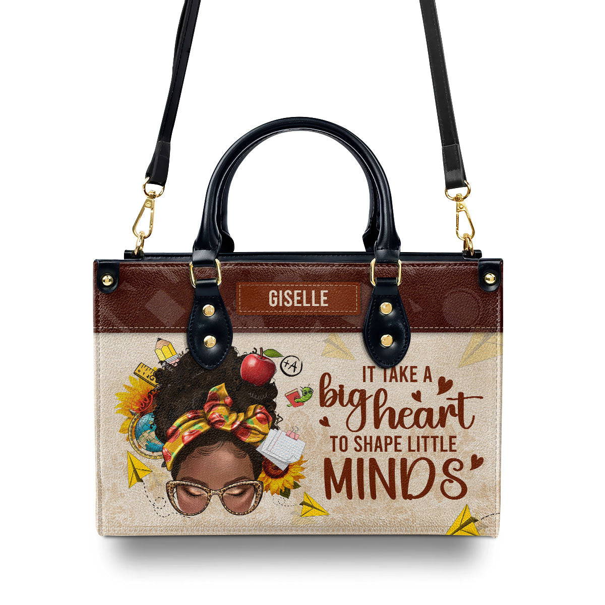 It Takes A Big Heart To Shape Little Minds - Personalized Leather Handbag SBLHBPA02P