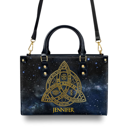 The Triquetra With Affirmations - Personalized Leather Handbag STB219