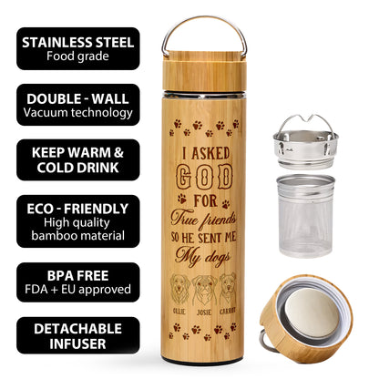 I Asked God For A True Friend - Personalized Stainless Bamboo Tumbler