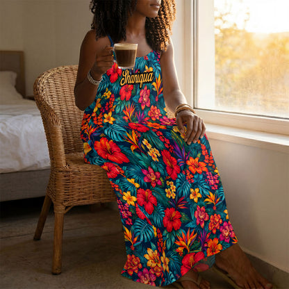 Tropical Floral - Personalized Backless Cami Maxi Dress