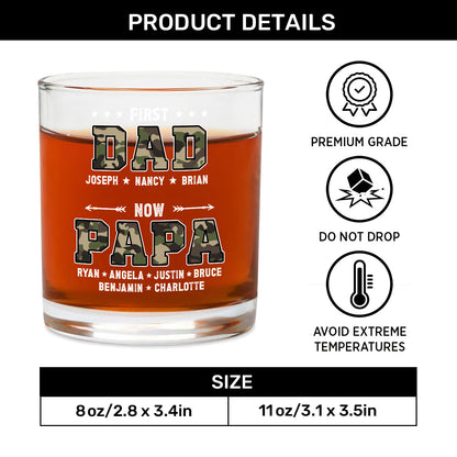 First Dad Now Grandpa - Personalized Round Whiskey Glass