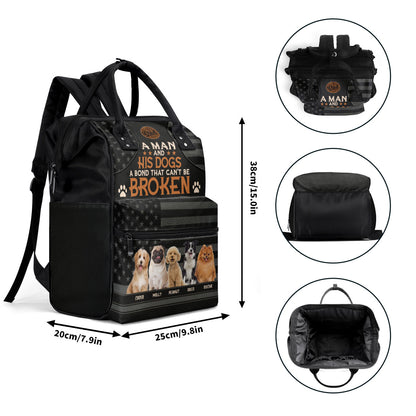 A Man And His Dogs A Bond That Can't Be Broken - Personalized Duckbilled Backpack SBDBPLM1161L