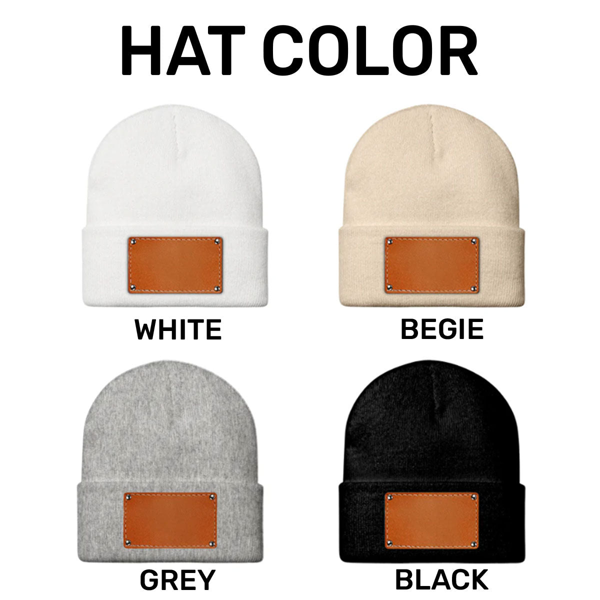 Bunny - Personalized Leather Knitted Beanie SBLKBLM2220M