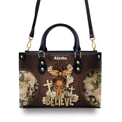 Believe - Personalized Leather Handbag SBLHBHA44