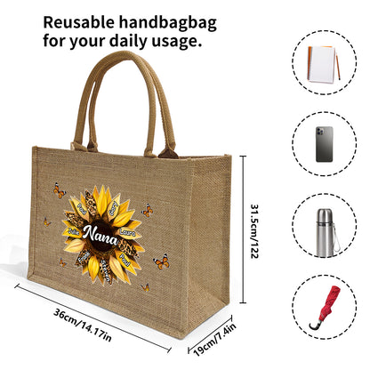 Blessed To Be Called Grandma - Personalized Jute Tote Bag
