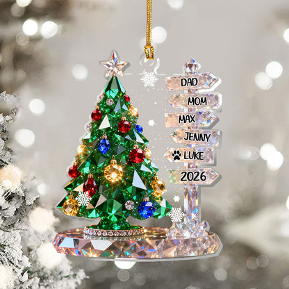 Family Signpost Custom Name - Personalized 1-Layer Acrylic Ornament