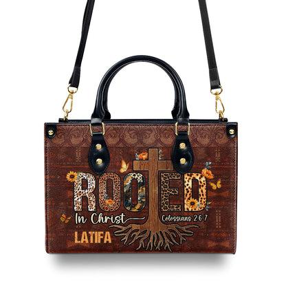 Rooted In Christ - Personalized Leather Handbag SBLHBLM1465TA