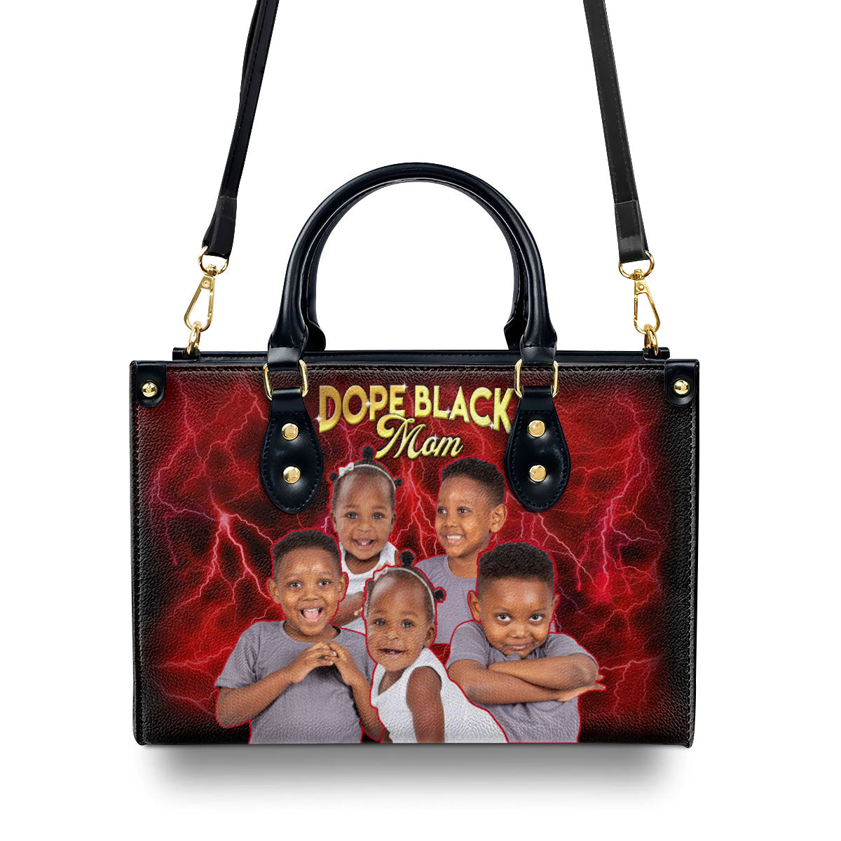 Dope Black Mom - Personalized Leather Handbag SBLHBNUN888T