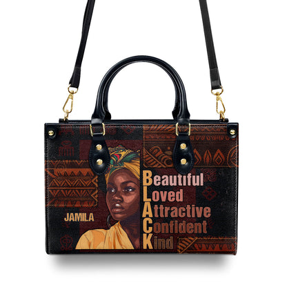 Black Beauty - Personalized Leather Handbag SBLHBLM1266L