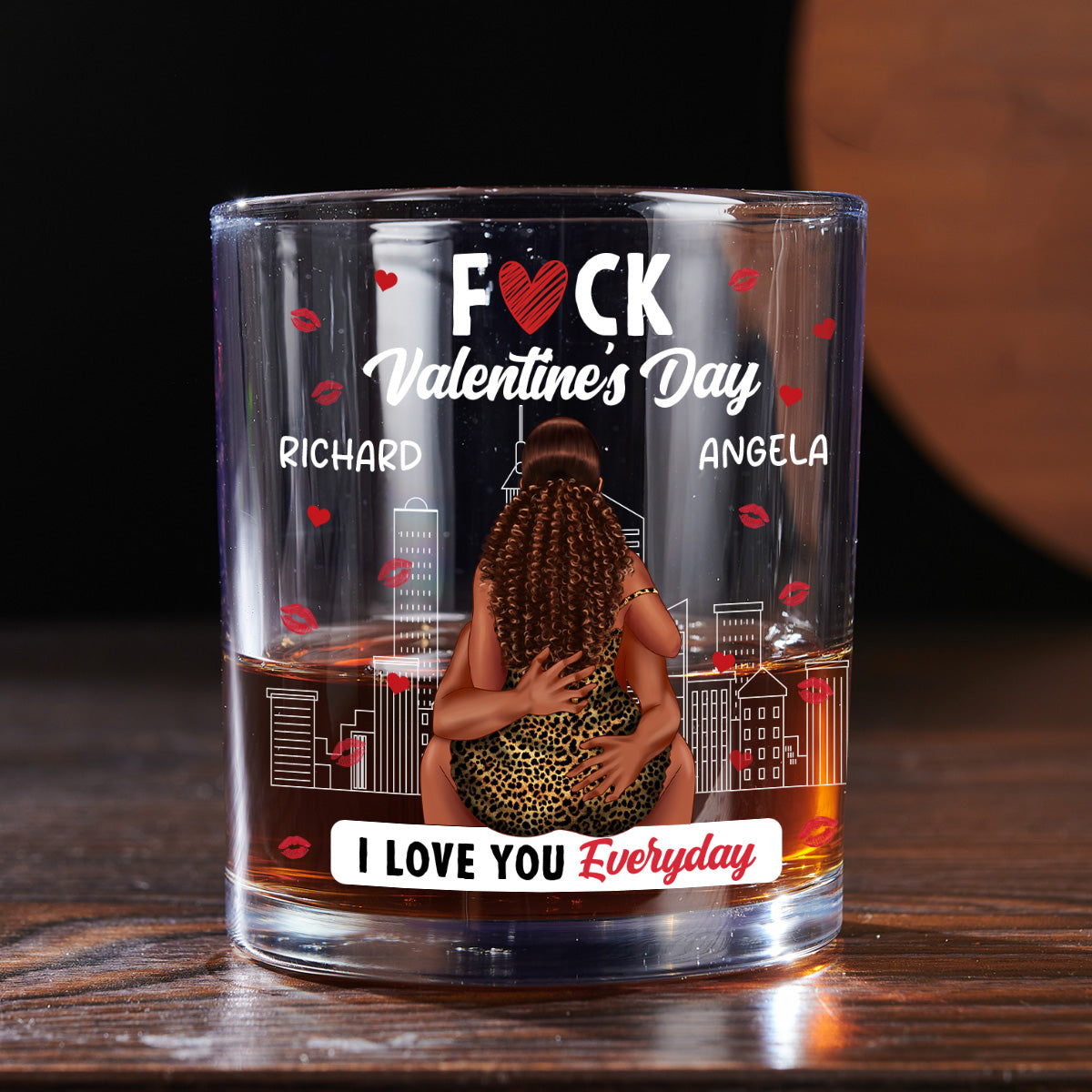 I Love You Everyday - Personalized Round Whiskey Glass