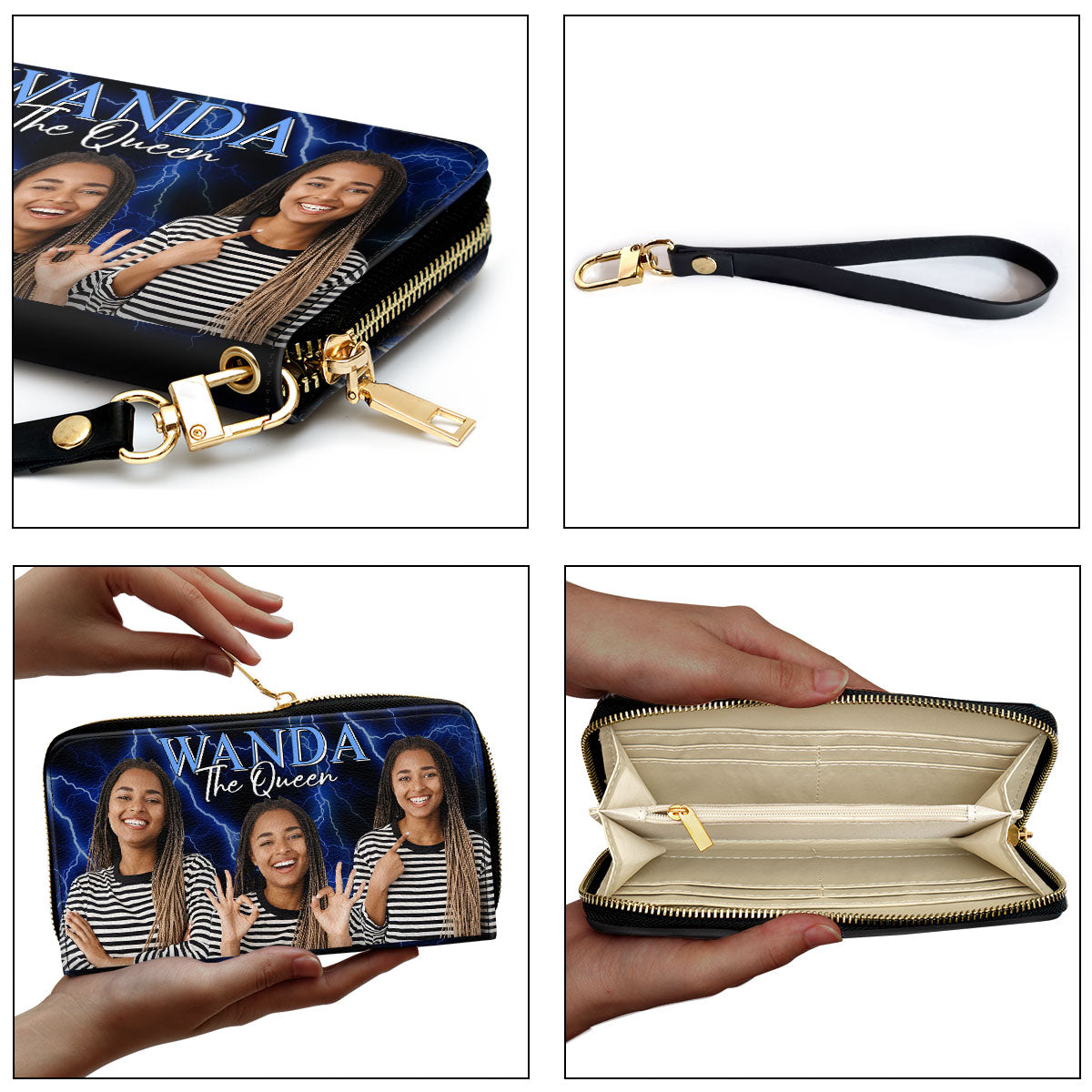 The Queen Vintage Style - Personalized Leather Clutch Purse SBCPLN1287D