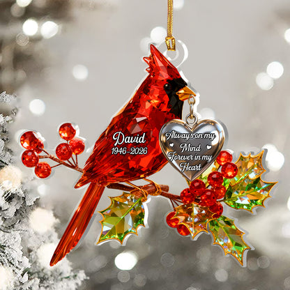Always On My Mind Forever In My Heart - Personalized 1-Layer Acrylic Ornament