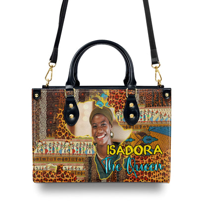 Africa Map Pattern - Personalized Leather Handbag SBLHBLN1101L