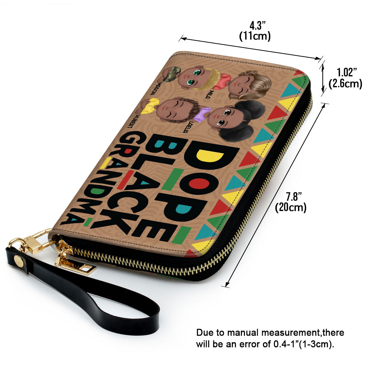 Dope Black Grandma - Personalized Leather Clutch Purse SBCPLN2424L