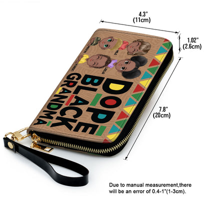 Dope Black Grandma - Personalized Leather Clutch Purse SBCPLN2424L