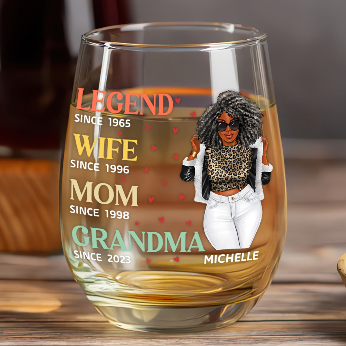 Legend Wife Mom Grandma - Personalized Stemless Wine Glass