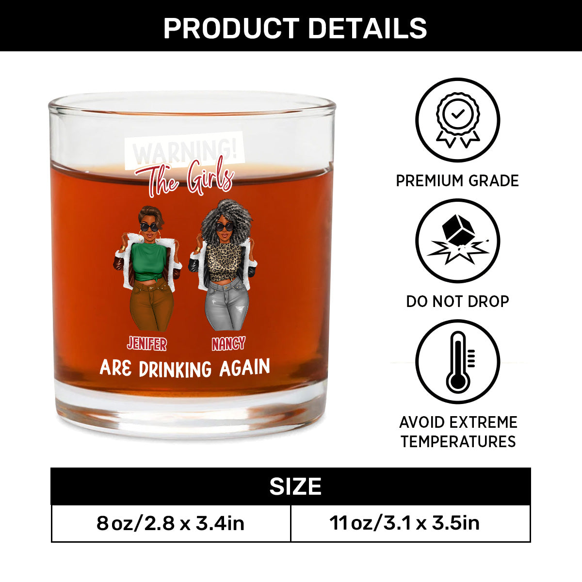 Warning The Girls Are Drinking Again - Personalized Round Whiskey Glass