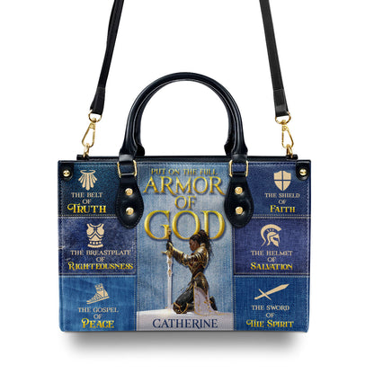 Put On The Full Armor Of God - Personalized Leather Handbag SBLHBHA49