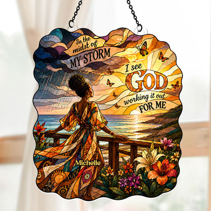 I See God Working It Out For Me - Personalized Acrylic Suncatcher