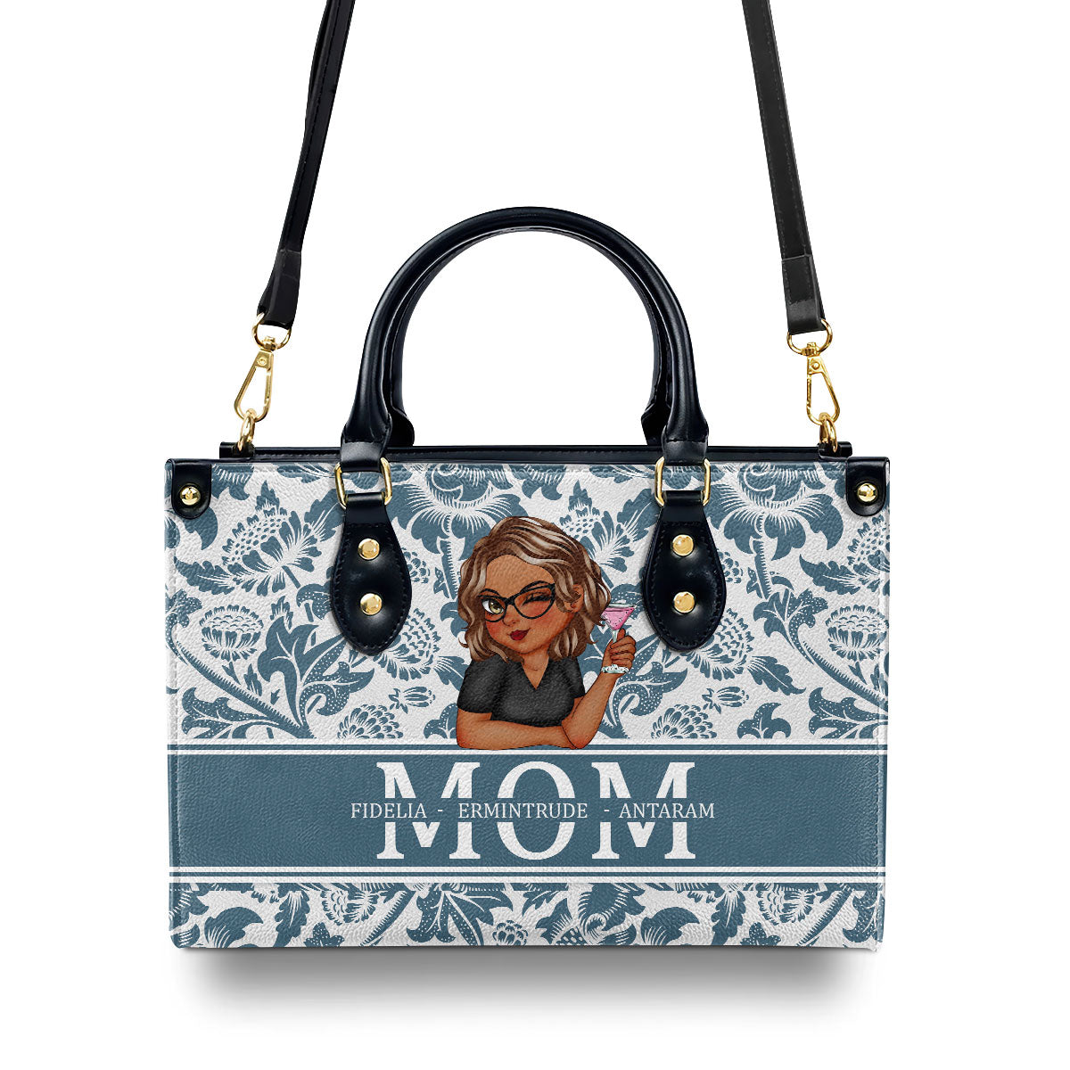 Grandma Mom Floral - Personalized Leather Handbag SBLHBLPA1410D