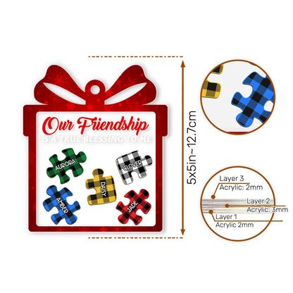 Our Friendship Is A True Blessing To Me - Personalized 3 Layered Christmas Shaker Ornament