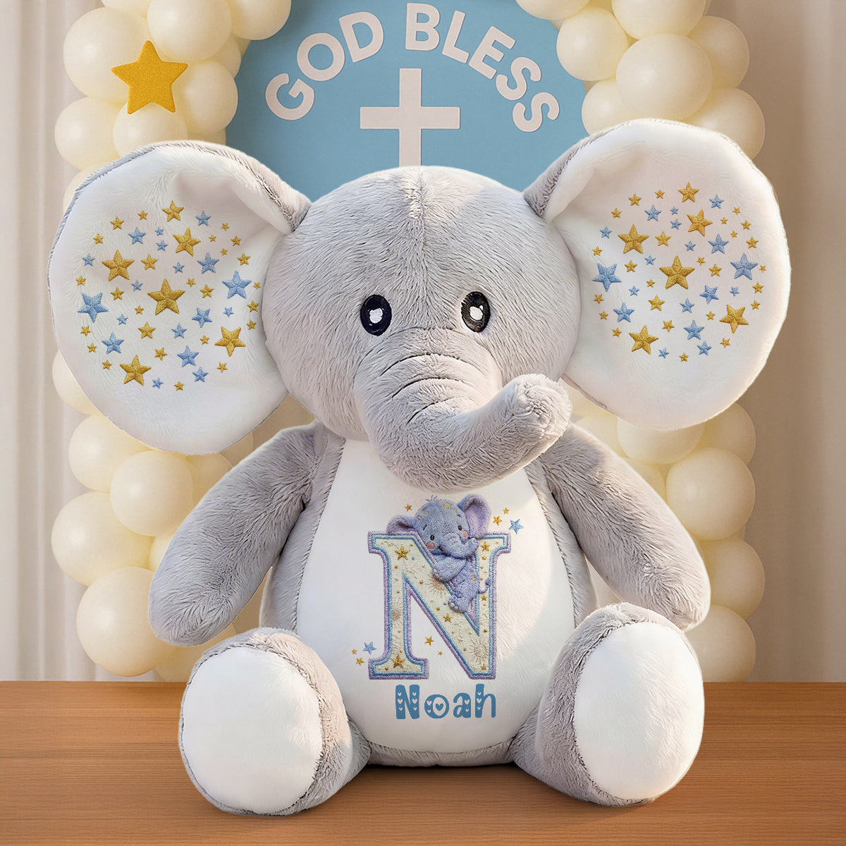 Cute Elephant Alphabet Name - Personalized Stuffed Elephant