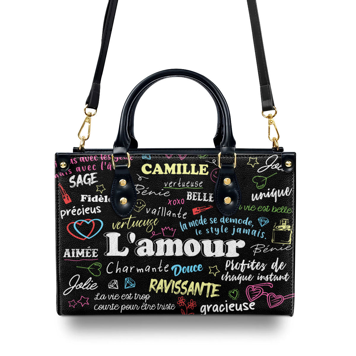 La Vie Est Belle - Personalized Leather Hand Bag SBLHBHA25