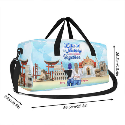 Life Is A Journey Best Traveled Together - Personalized Minimalist Duffle Bag SBMDBHA36