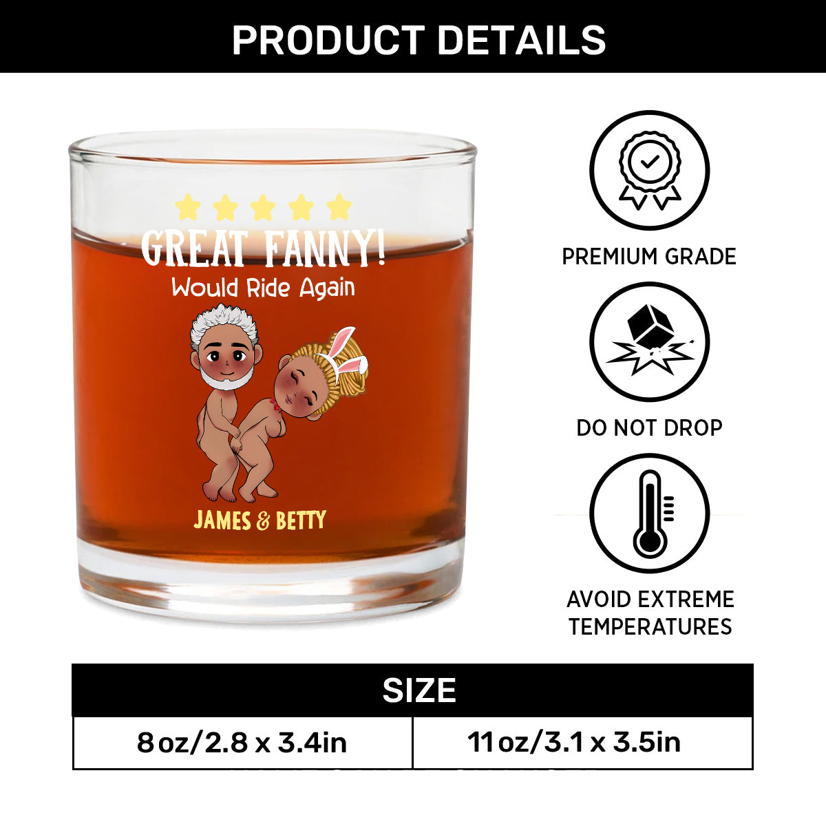 Great Fanny - Personalized Round Whiskey Glass