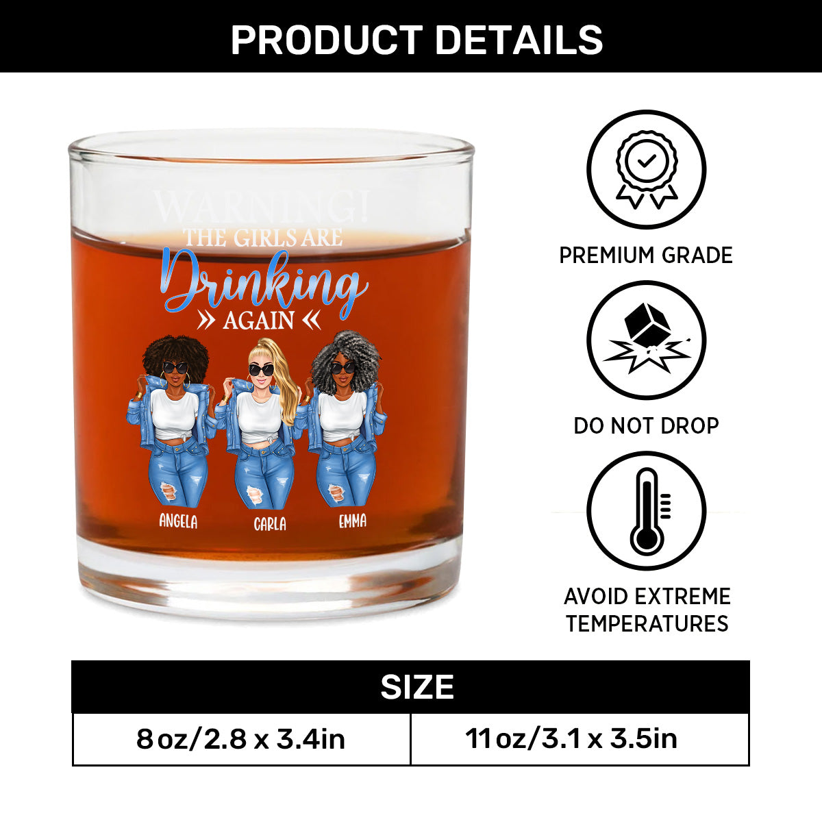 The Girls Are Drinking Again - Personalized Round Whiskey Glass