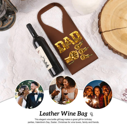 Dad The Man The Myth The Legend - Personalized Leather Wine Bag