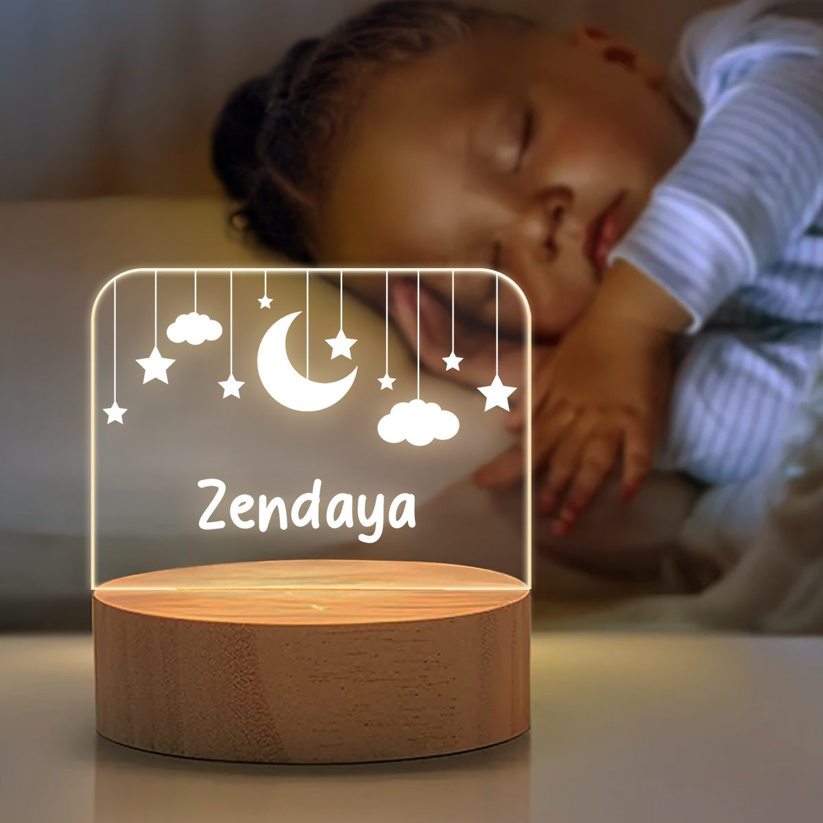 Goodnight My Baby - Personalized Round Base LED Night Light
