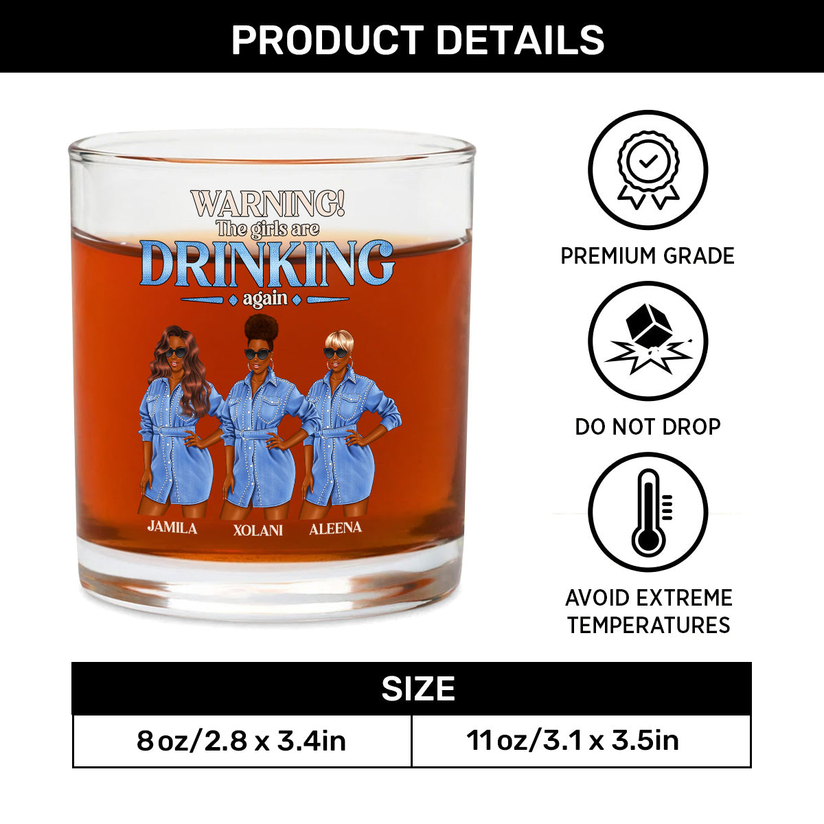 This Girl Is Drinking Again - Personalized Round Whiskey Glass