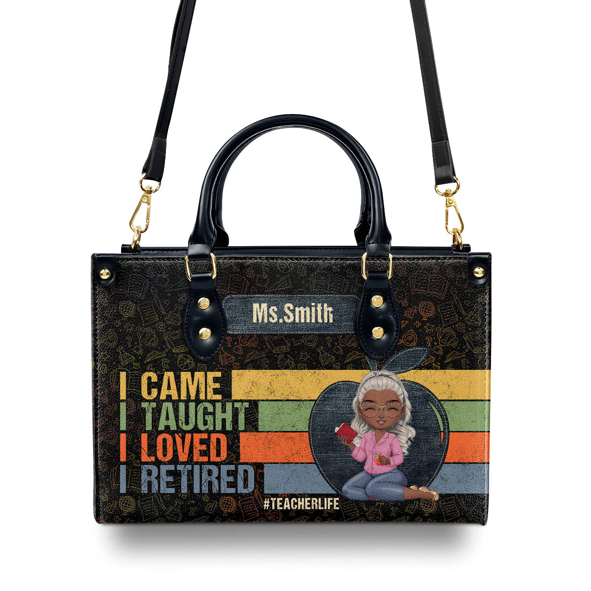 Retired Teacher - Personalized Leather Handbag SBLHBLM1567M